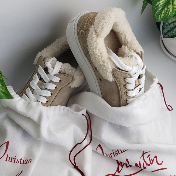 Christian Louboutin Suede Shearling Sneaker Vieirissima Leather NEW 38 / 8 - Picture 5 of 17